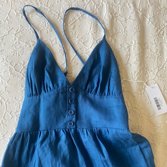 Reformation Adria Linen Dress in Azul - Picture 4 of 9